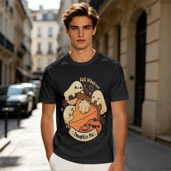 Fall Vibes and Pumpkin Pie Ghost Graphic T-Shirt