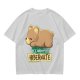 Olive t-shirt with sleeping bear and 'I accidentally hibernate' text