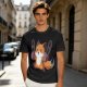 Olive T-shirt with a cute chainsaw squirrel graphic