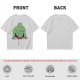 Oversized Army Green T-Shirt With Muscular Frog Lifting Dumbbells Print