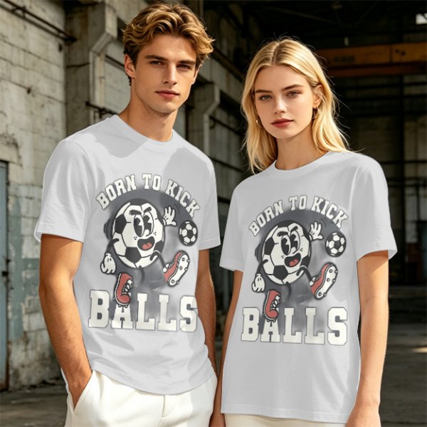 Olive Soccer Graphic T-Shirt with 'Born To Kick Balls' Print