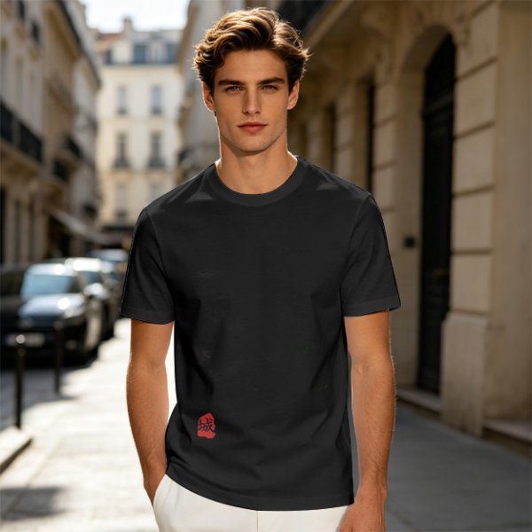 Oversized Olive Green T-Shirt with Red Stamp Detail