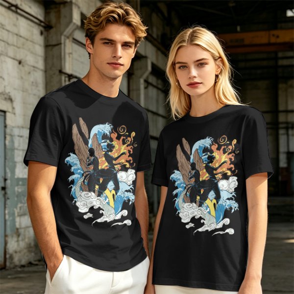 Olive T-Shirt With Elemental Bender Artwork Print