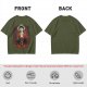 One Piece Luffy Graphic Print Olive T-Shirt