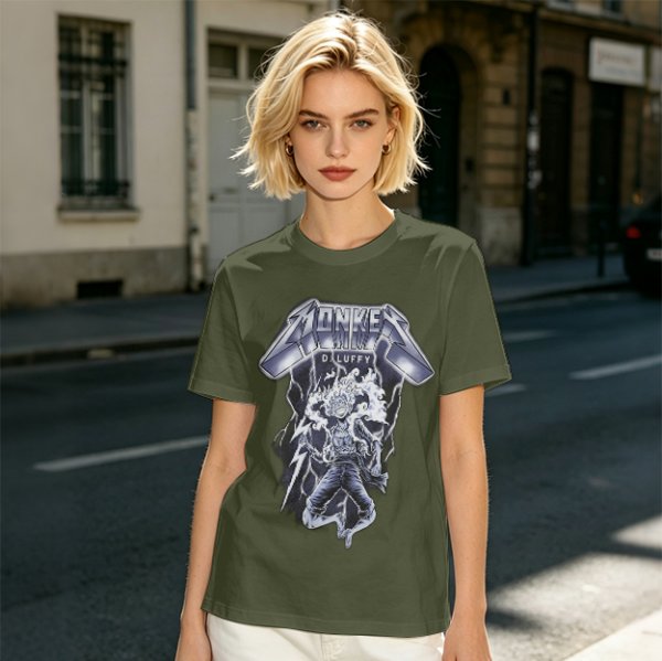 One Piece Monkey D. Luffy Gear 5 Metal Rock Style Graphic T-Shirt