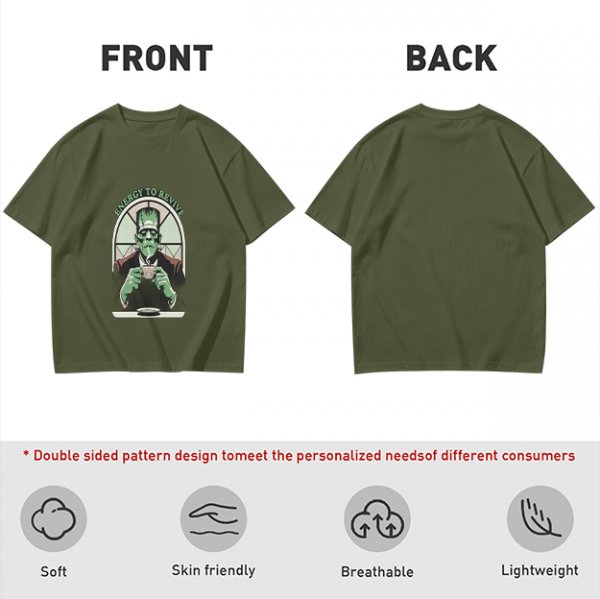 Frankenstein Monster Coffee T-Shirt Energy To Revive