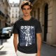 Olive t-shirt with stylized anime warrior graphic and Japanese text