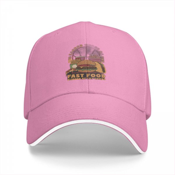 Black Baseball Cap With Sacred Fast Food Combo Graphic