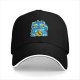 Black Baseball Cap With Blue Maneki-Neko Lucky Cat Graphic