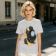 Olive T-Shirt With Black Cats On Crescent Moon Space Print