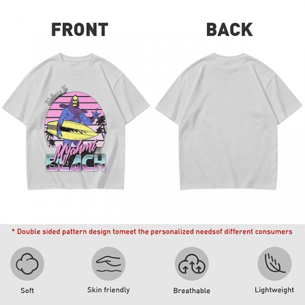 Welcome to Myahmi Beach Skeletor Surf Graphic T-Shirt
