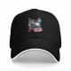 Black Baseball Cap With Cat Silhouette Cherry Blossom Landscape Art