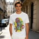 Olive T-shirt with Block Style Mario Riding Yoshi and Mushroom Graphics