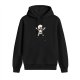 Black hoodie with playful cartoon skeleton graphic