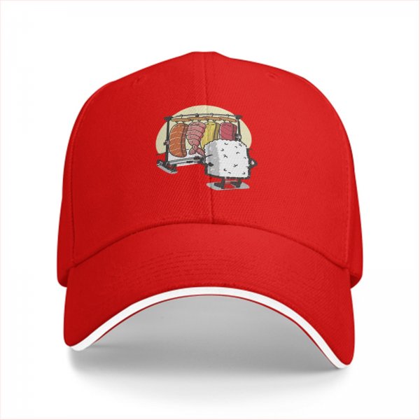 Black Baseball Cap With Funny Sushi Laundry Rack Graphic