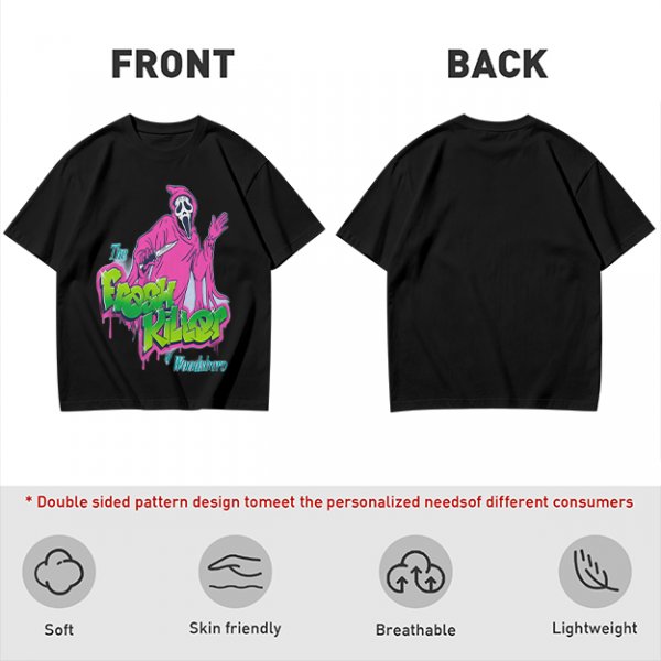 Olive T-Shirt with Neon Pink Ghostface 'The Fresh Killer' Print