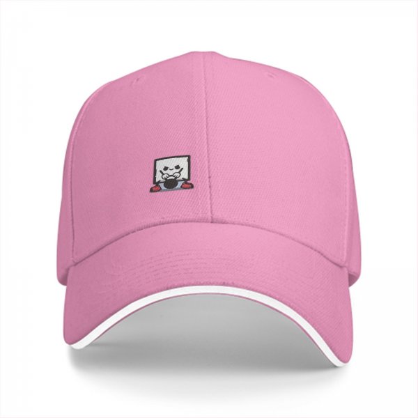 Black Baseball Cap With Cute Drumming Character Embroidery