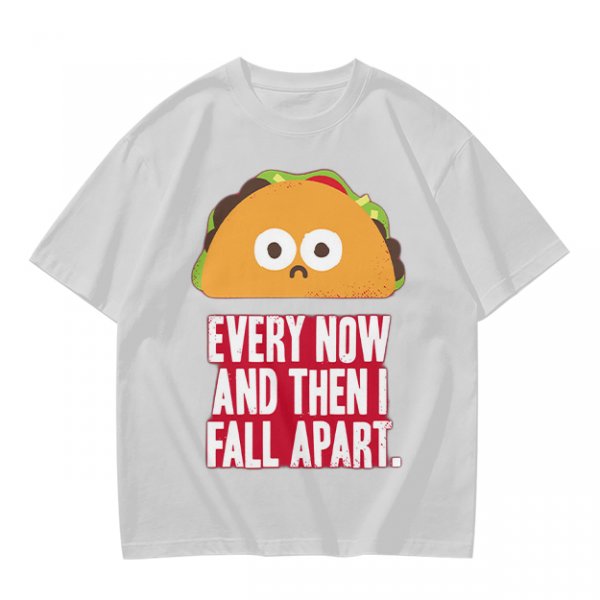 Olive T-Shirt With Sad Taco Graphic And 'Every Now And Then I Fall Apart' Text