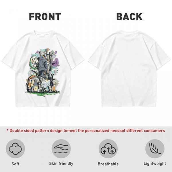 Olive T-shirt with Studio Ghibli Character Mashup Art Print