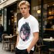 Olive T-Shirt with Yin Yang Dragon Floral Sun Moon Art
