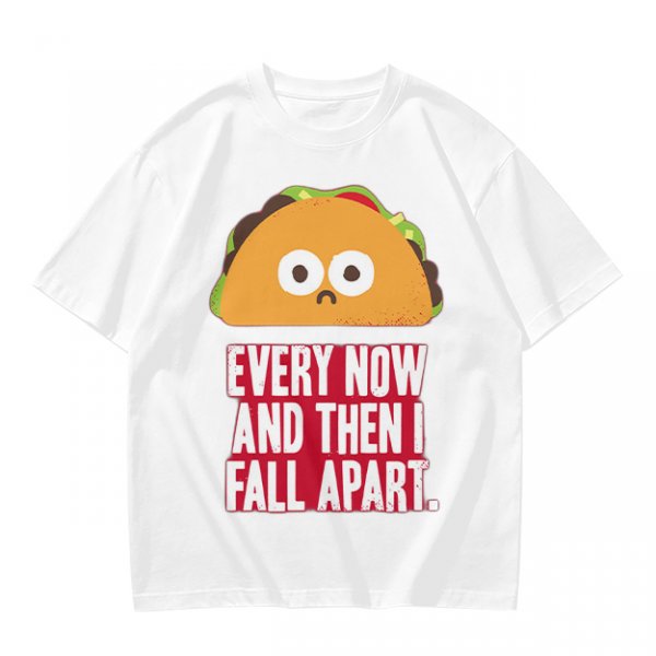 Olive T-Shirt With Sad Taco Graphic And 'Every Now And Then I Fall Apart' Text