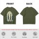Olive T-shirt with Walking Silhouettes Under a Large Moon
