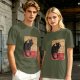 Olive t-shirt with vintage black dragon print design