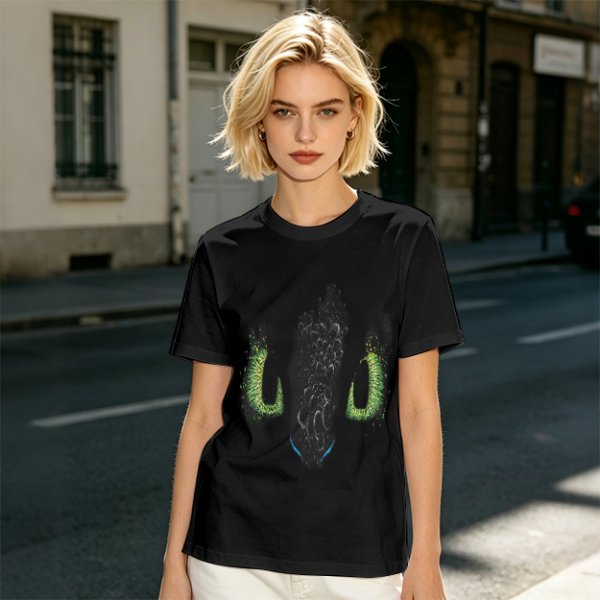 Olive Green T-Shirt With Dark Monster Face Graphic Print