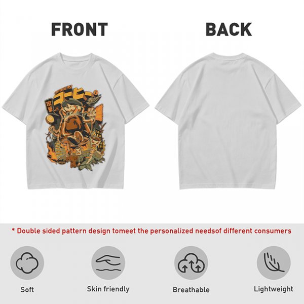 Olive Green T-Shirt with Retro Coffee Monster Graphic Print