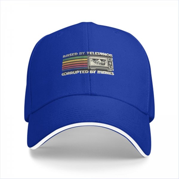 Raised by Television Corrupted by Memes Graphic Baseball Cap