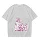 Olive Green T-Shirt With Pink Whimsical Graphic Print