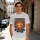 Olive t-shirt with Calcifer and soot sprites graphic print