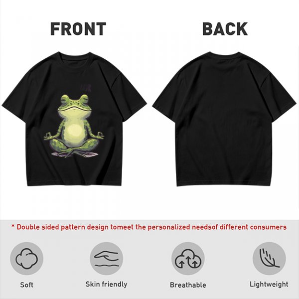 Olive T-Shirt With Meditating Frog Graphic Print