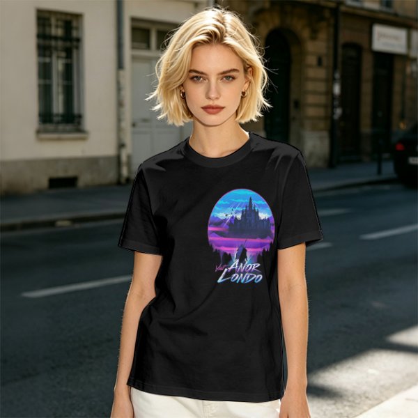 Olive T-shirt with Anor Londo Synthwave Castle Print