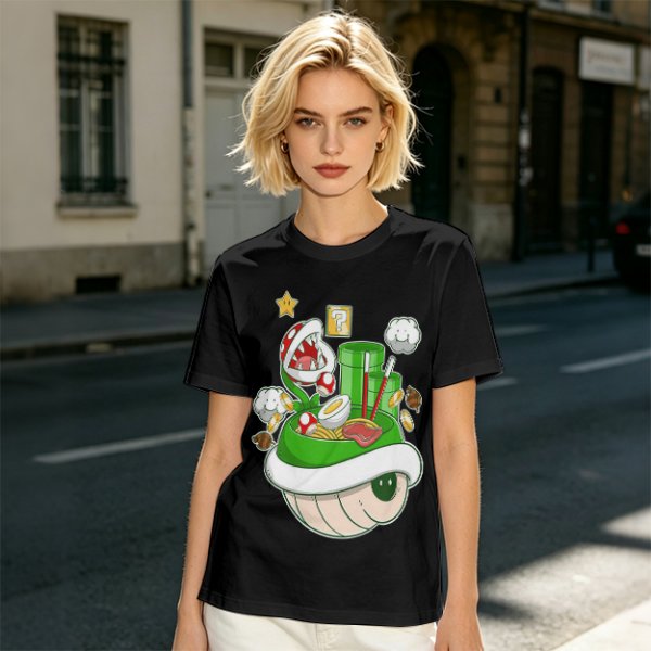 Super Mario Themed Ramen Graphic T-Shirt