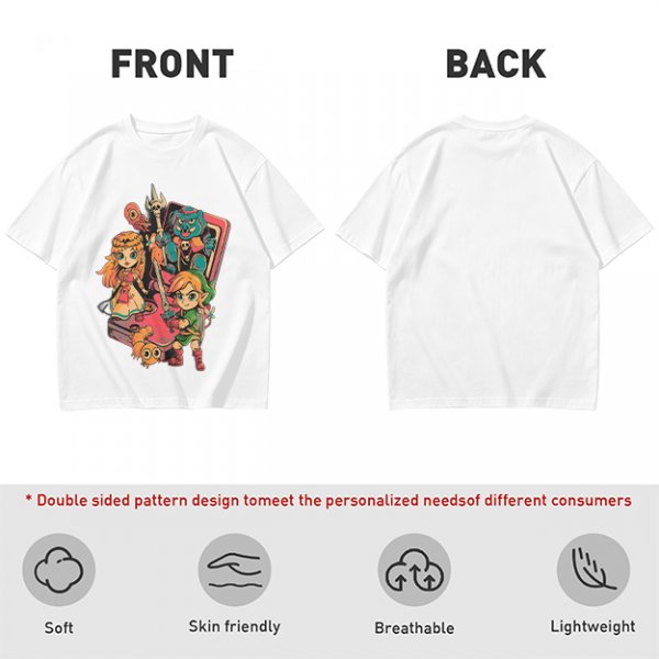 Olive t-shirt with The Legend of Zelda retro game characters print