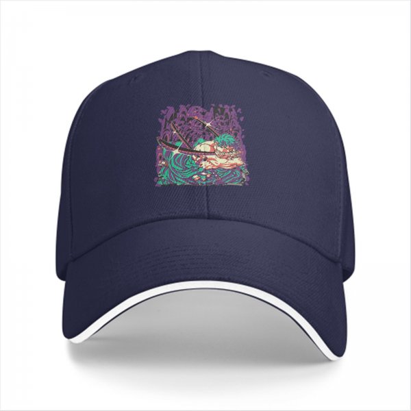 Black Baseball Cap With Anime Swordsman Graphic Print