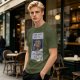 Olive green t-shirt with E.T. phone home graphic print