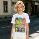 Olive T-shirt with One Piece x Simpsons Style Character Grid Print