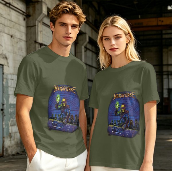 Olive T-Shirt With Megaverse Sci-Fi Villain Graphic Print