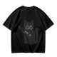 Olive T-Shirt With Cute Black Cat Holding Knife Graphic