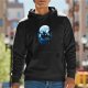 Black hoodie with night dragon silhouette against full moon graphic