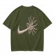 Olive T-shirt with Alien Facehugger Swoosh Graphic Print