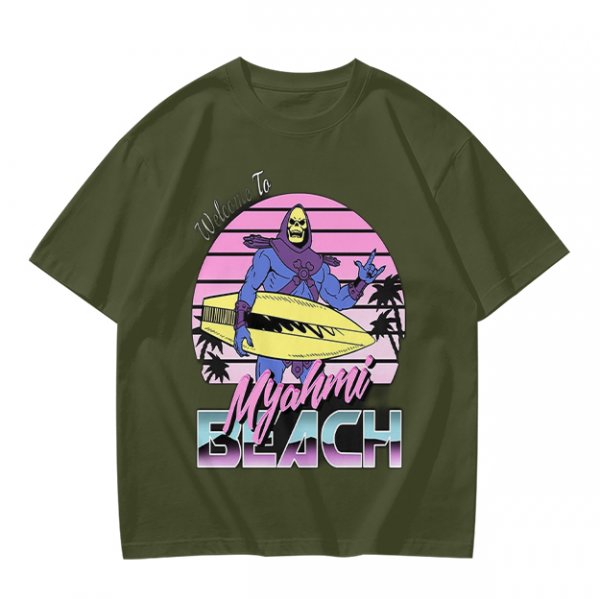 Welcome to Myahmi Beach Skeletor Surf Graphic T-Shirt