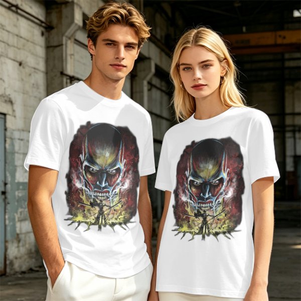 Olive T-shirt with Attack on Titan Colossal Titan Graphic Print