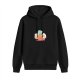 Black Hoodie With Cute Breakfast Food Character Graphic