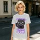 Olive t-shirt with a black cat holding a magic 8 ball and text 'Signs Point To Leave Me Alone'