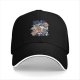 Black Baseball Cap With Ramen Raccoon Graphic Print