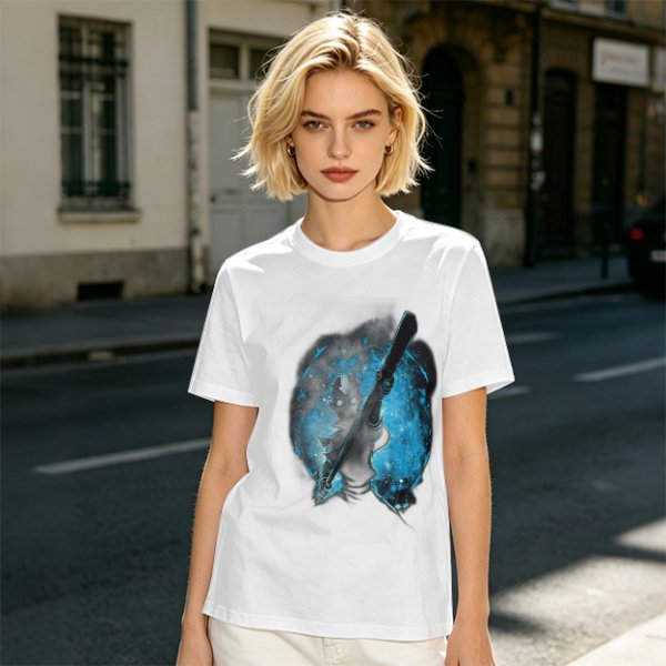 Olive T-Shirt With Galaxy Guitar Player Graphic Print