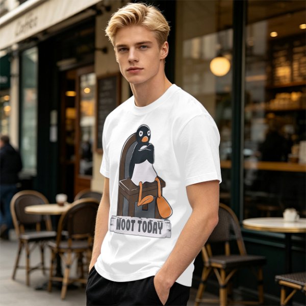 Olive T-shirt with Pingu Penguin 'Noot Today' Graphic Print